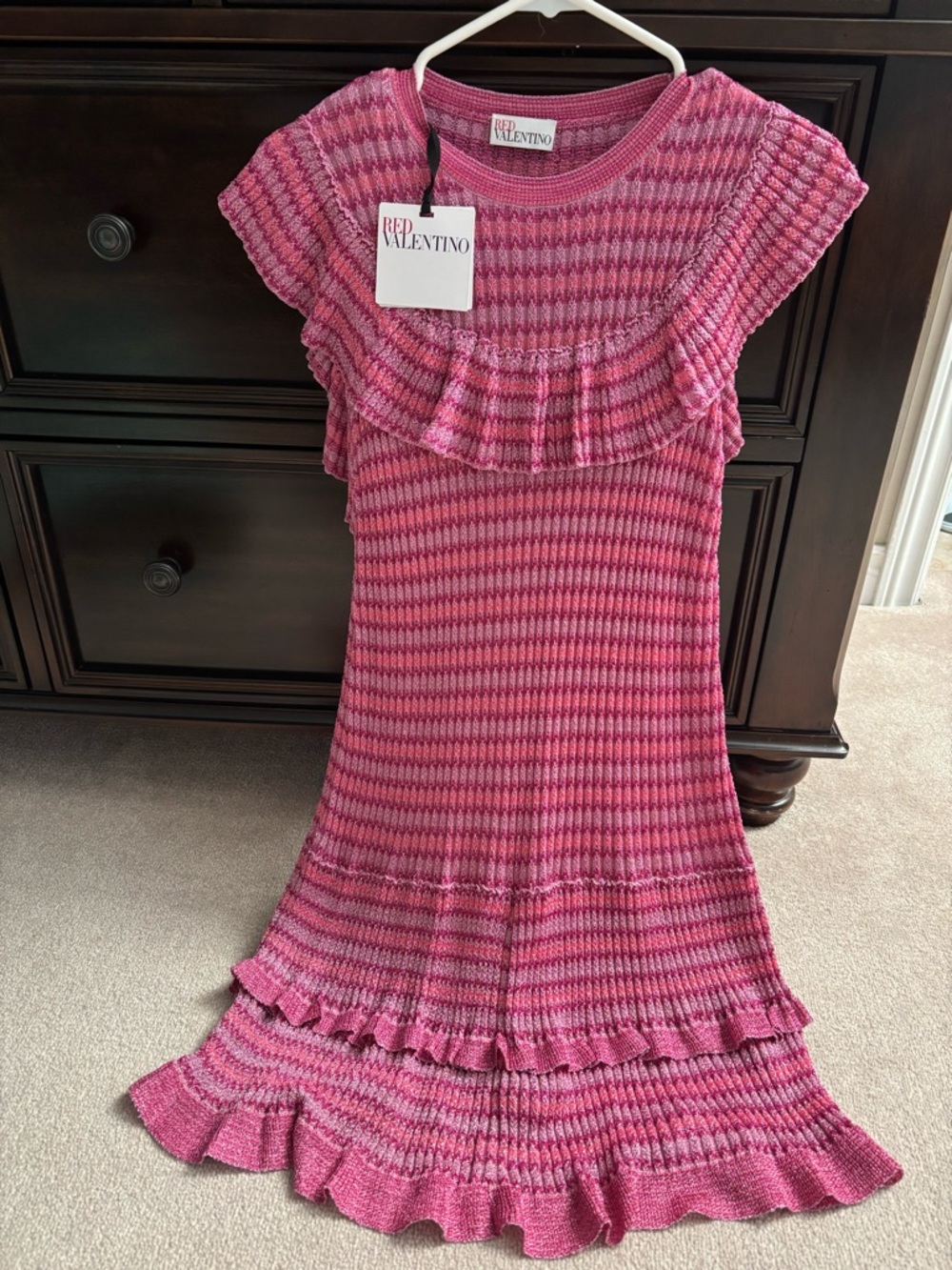 RED Valentino Pink Ruffle Knit Dress